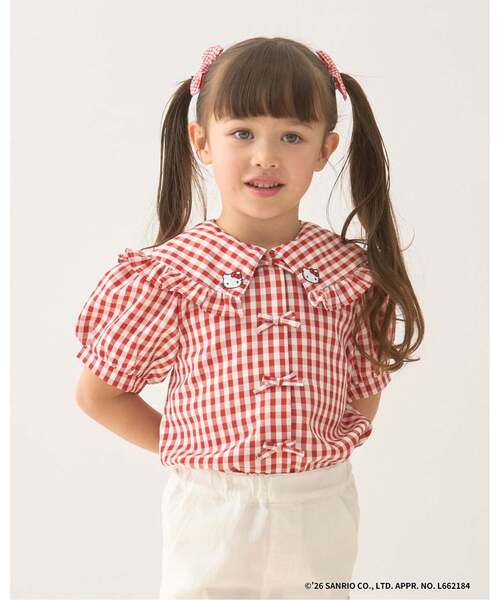 Lycee mine（リセマイン）の「【サンリオキャラクターズ】ハローキティ/クロミ アソート刺しゅうブラウス（シャツ/ブラウス・キッズ・サックスブルー/ブラック/レッド/ラベンダー・110cm/130cm/100cm/140cm/120cm）」の4枚目の写真