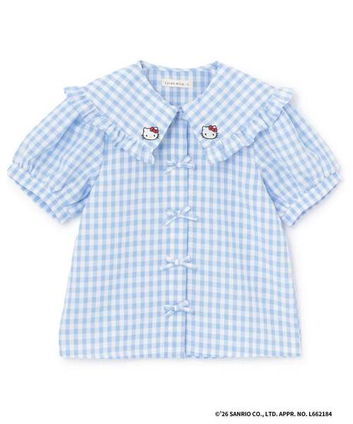 Lycee mine（リセマイン）の「【サンリオキャラクターズ】ハローキティ/クロミ アソート刺しゅうブラウス（シャツ/ブラウス・キッズ・サックスブルー/ブラック/レッド/ラベンダー・110cm/130cm/100cm/140cm/120cm）」の6枚目の写真