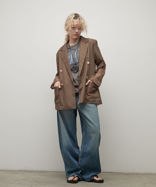 uchi.(ウチ)の「メッシュダブルテーラードジャケット(テーラードジャケット・レディース・ネイビー/ベージュ/モカ・FREE)」の4枚目の写真
