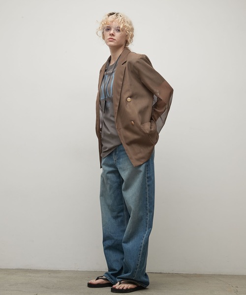 uchi.(ウチ)の「メッシュダブルテーラードジャケット(テーラードジャケット・レディース・ネイビー/ベージュ/モカ・FREE)」の5枚目の写真