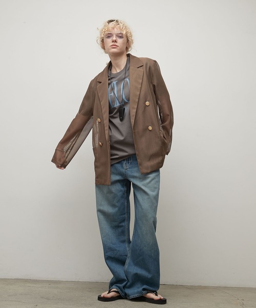 uchi.(ウチ)の「メッシュダブルテーラードジャケット(テーラードジャケット・レディース・ネイビー/ベージュ/モカ・FREE)」の6枚目の写真