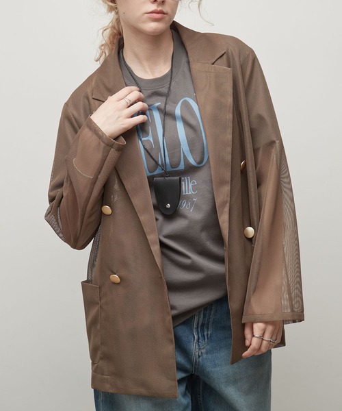 uchi.(ウチ)の「メッシュダブルテーラードジャケット(テーラードジャケット・レディース・ネイビー/ベージュ/モカ・FREE)」の19枚目の写真