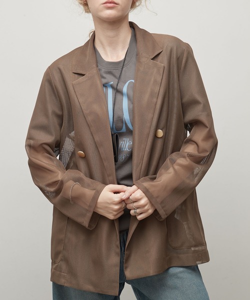 uchi.(ウチ)の「メッシュダブルテーラードジャケット(テーラードジャケット・レディース・ネイビー/ベージュ/モカ・FREE)」の22枚目の写真