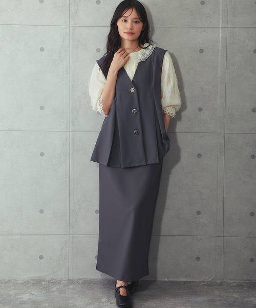 SMILE ORCHID(スマイルオーキッド)の「[セットアップ対応】ペンシルロングスカート(スカート・レディース・ブラック/グレー・M)」の8枚目の写真