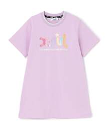 X-girl Stages（エックスガールステージス）の「【人気商品再入荷】【直営店で取り扱い無し】ラメ発泡ロゴTワンピース（ワンピース）」