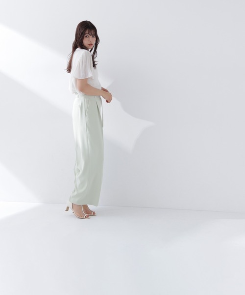 NATURAL BEAUTY BASIC（ナチュラルビューティーベーシック）の「◇楊柳フレアスリーブブラウス（シャツ/ブラウス・レディース・ピンク/チャコールグレー/オフホワイト・SMALL/MEDIUM）」の6枚目の写真