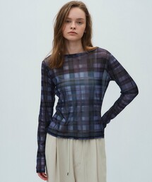 【2026春新作*完売間近】ペイントプリントチェックシアートップス