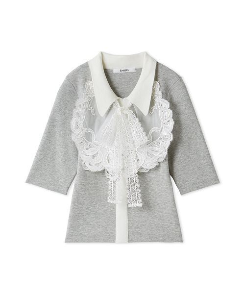 SNIDEL（スナイデル）の「エンブロイダリーカラードッキングニット（ニット/セーター・レディース・ライトグレー/ブラック/オフホワイト・F）」の3枚目の写真