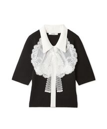 SNIDEL | エンブロイダリーカラードッキングニット(ニット/セーター)