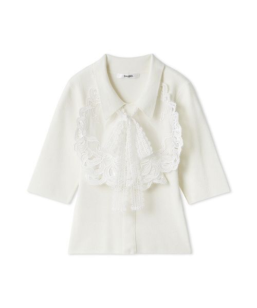 SNIDEL（スナイデル）の「エンブロイダリーカラードッキングニット（ニット/セーター・レディース・ライトグレー/ブラック/オフホワイト・F）」の14枚目の写真