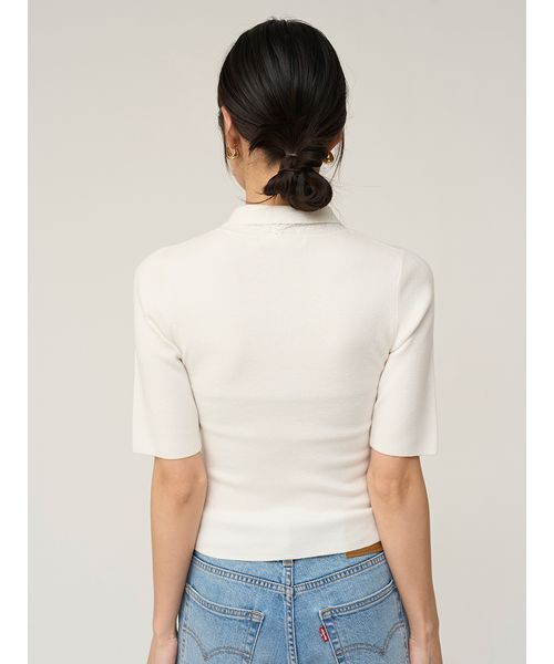 SNIDEL（スナイデル）の「エンブロイダリーカラードッキングニット（ニット/セーター・レディース・ライトグレー/ブラック/オフホワイト・F）」の7枚目の写真