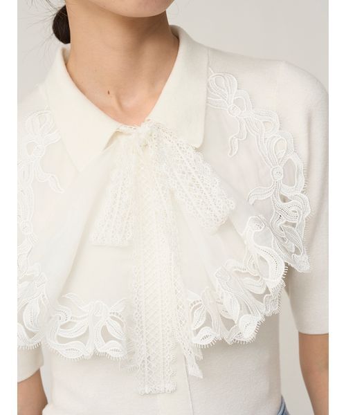 SNIDEL（スナイデル）の「エンブロイダリーカラードッキングニット（ニット/セーター・レディース・ライトグレー/ブラック/オフホワイト・F）」の9枚目の写真