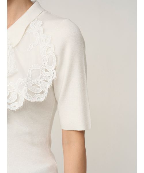 SNIDEL（スナイデル）の「エンブロイダリーカラードッキングニット（ニット/セーター・レディース・ライトグレー/ブラック/オフホワイト・F）」の10枚目の写真