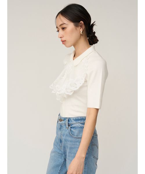 SNIDEL（スナイデル）の「エンブロイダリーカラードッキングニット（ニット/セーター・レディース・ライトグレー/ブラック/オフホワイト・F）」の12枚目の写真