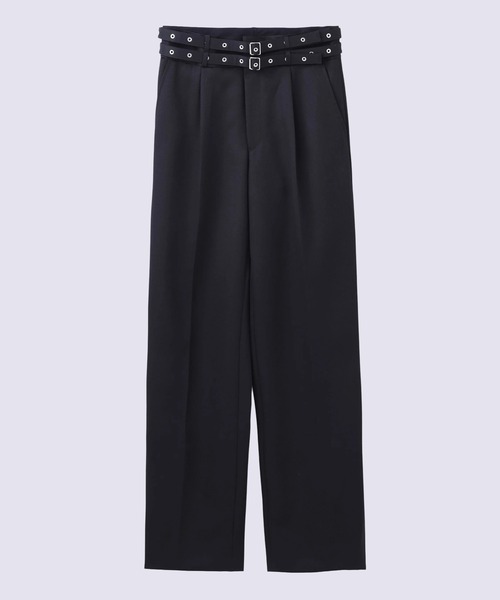 JOHN LAWRENCE SULLIVAN】WOOL GABARDINE TUCKED WIDE TROUSERS