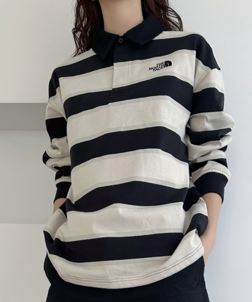 NOAH ブラウン ストライプ ポロシャツ S LYLE&SCOTT】【長袖】ポロシャツ/ブラウン（2432-7634-15_S