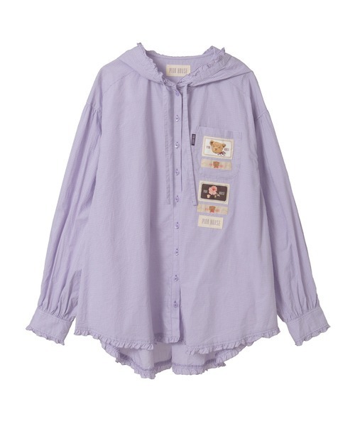 PINK HOUSE（ピンクハウス）の「ネームワッペン使いギンガムフードブラウス（シャツ/ブラウス・レディース・ラベンダー/スカイブルー/ブラック/レッド/ピンク・フリー）」の3枚目の写真