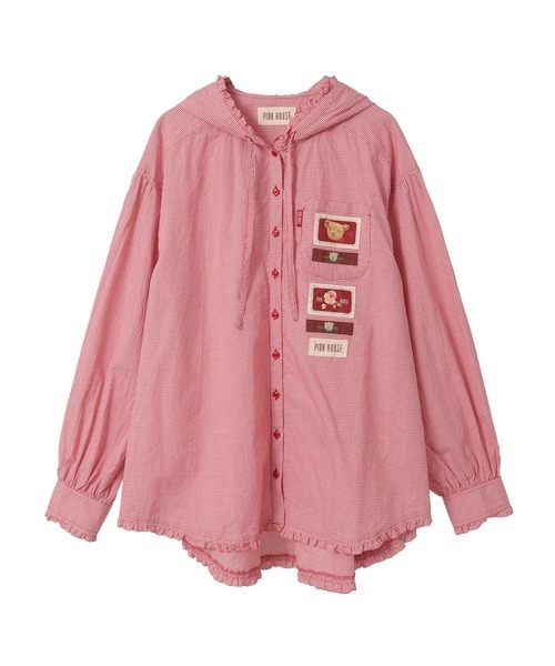 PINK HOUSE（ピンクハウス）の「ネームワッペン使いギンガムフードブラウス（シャツ/ブラウス・レディース・ラベンダー/スカイブルー/ブラック/レッド/ピンク・フリー）」の5枚目の写真