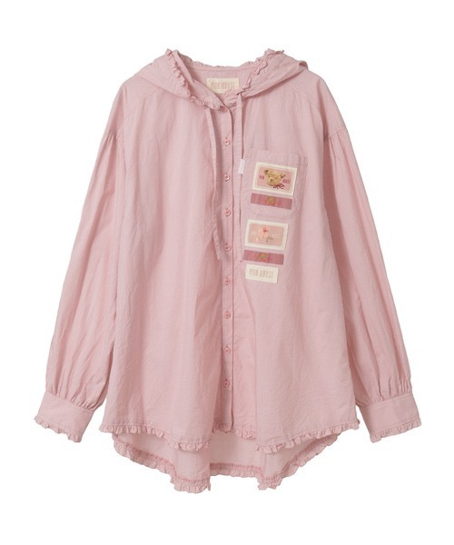 PINK HOUSE（ピンクハウス）の「ネームワッペン使いギンガムフードブラウス（シャツ/ブラウス・レディース・ラベンダー/スカイブルー/ブラック/レッド/ピンク・フリー）」の4枚目の写真
