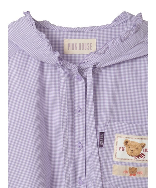 PINK HOUSE（ピンクハウス）の「ネームワッペン使いギンガムフードブラウス（シャツ/ブラウス・レディース・ラベンダー/スカイブルー/ブラック/レッド/ピンク・フリー）」の8枚目の写真