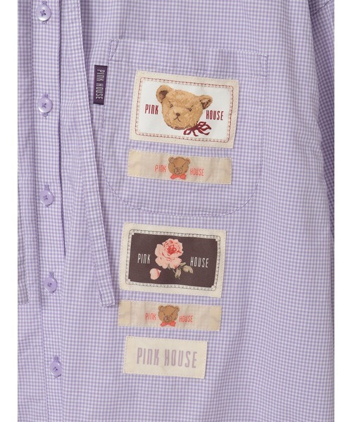 PINK HOUSE（ピンクハウス）の「ネームワッペン使いギンガムフードブラウス（シャツ/ブラウス・レディース・ラベンダー/スカイブルー/ブラック/レッド/ピンク・フリー）」の12枚目の写真