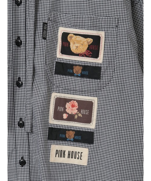 PINK HOUSE（ピンクハウス）の「ネームワッペン使いギンガムフードブラウス（シャツ/ブラウス・レディース・ラベンダー/スカイブルー/ブラック/レッド/ピンク・フリー）」の13枚目の写真
