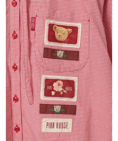 PINK HOUSE（ピンクハウス）の「ネームワッペン使いギンガムフードブラウス（シャツ/ブラウス・レディース・ラベンダー/スカイブルー/ブラック/レッド/ピンク・フリー）」の14枚目の写真