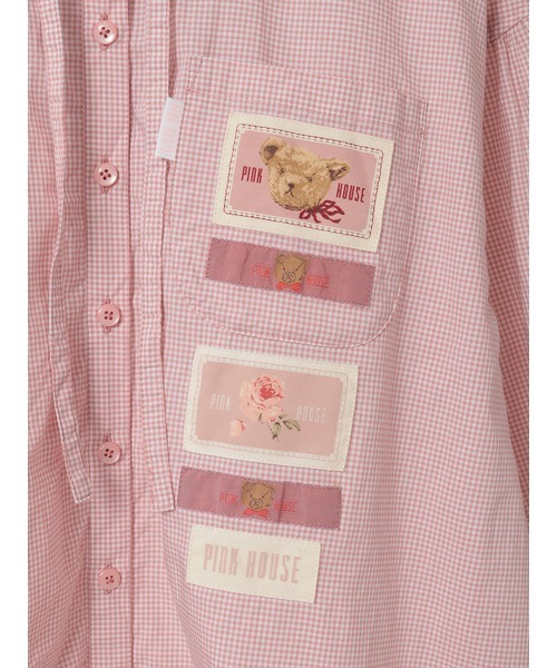 PINK HOUSE（ピンクハウス）の「ネームワッペン使いギンガムフードブラウス（シャツ/ブラウス・レディース・ラベンダー/スカイブルー/ブラック/レッド/ピンク・フリー）」の15枚目の写真