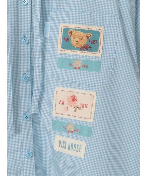 PINK HOUSE（ピンクハウス）の「ネームワッペン使いギンガムフードブラウス（シャツ/ブラウス・レディース・ラベンダー/スカイブルー/ブラック/レッド/ピンク・フリー）」の16枚目の写真