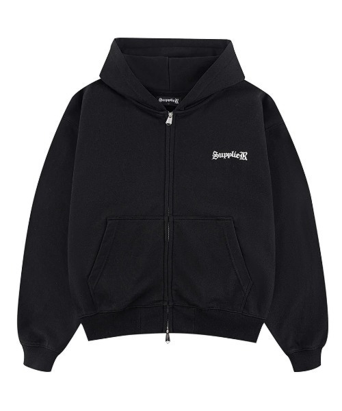 サプライヤー パーカー クロスデザイン ブラック フルジップ Lサイズ A'GEM/9 × .kom 『SUPPLIER/サプライヤー』Cross Zip Hoodie V2/クロス