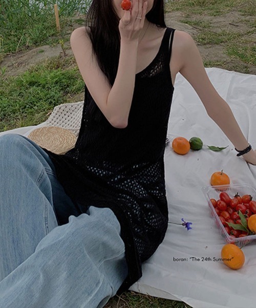 SallyLunn(サリーラン)の「透かし編み ノースリーブニットワンピース(ワンピース・レディース・ホワイト/ブラック・FREE)」の15枚目の写真