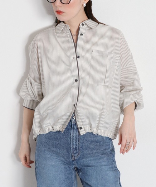 cepo（セポ）の「【ZOZO限定カラー】〈袖2way〉アソートカラーシアードロストマルチシャツ（シャツ/ブラウス・レディース・オフホワイト/サックスブルー/イエロー/ベージュ/ホワイト系その他/ピンク・M）」の3枚目の写真