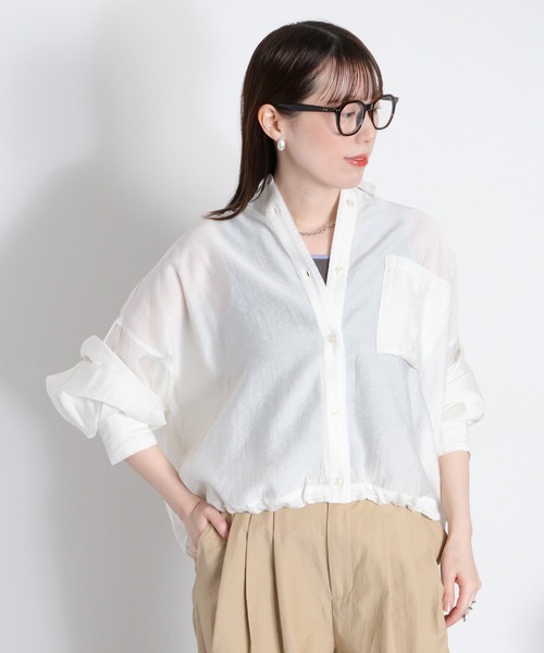 cepo（セポ）の「【ZOZO限定カラー】〈袖2way〉アソートカラーシアードロストマルチシャツ（シャツ/ブラウス・レディース・オフホワイト/サックスブルー/イエロー/ベージュ/ホワイト系その他/ピンク・M）」の2枚目の写真