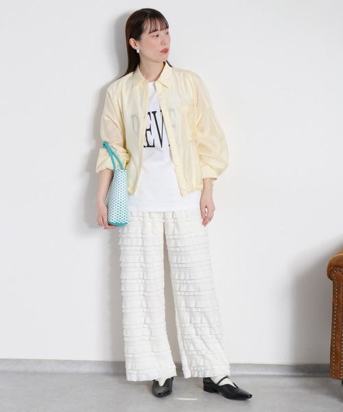 cepo（セポ）の「【ZOZO限定カラー】〈袖2way〉アソートカラーシアードロストマルチシャツ（シャツ/ブラウス・レディース・オフホワイト/サックスブルー/イエロー/ベージュ/ホワイト系その他/ピンク・M）」の5枚目の写真