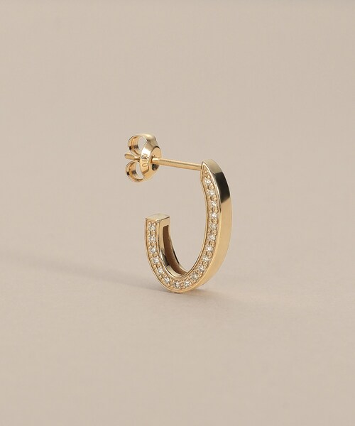 COCOSHNIK(ココシュニック)の「K10ダイヤモンド サイドパヴェオーバルフープ スタッドピアス(ピアス(両耳用)・レディース・イエローゴールド・00)」の3枚目の写真