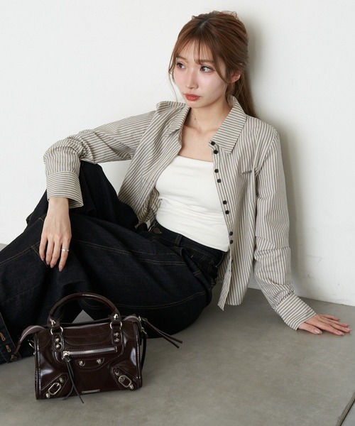 RAY CASSIN（レイカズン）の「【500mlペットボトル収納可】ショルダー付きスクエアバッグ（ショルダーバッグ・レディース・ダークブラウン/ブラック・FREE）」の16枚目の写真