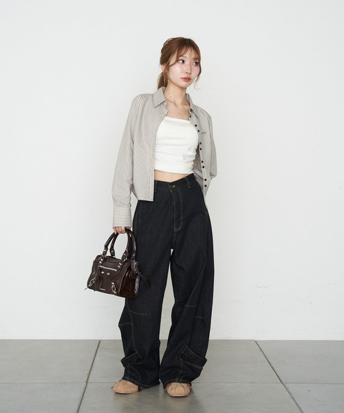 RAY CASSIN（レイカズン）の「【500mlペットボトル収納可】ショルダー付きスクエアバッグ（ショルダーバッグ・レディース・ダークブラウン/ブラック・FREE）」の19枚目の写真