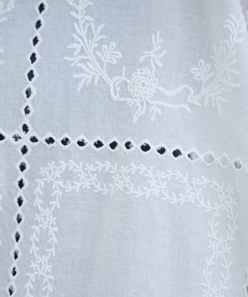 coen(コーエン)の「パッチワーク風フラワー刺繍半袖シャツ(インフルエンサー紹介アイテム)(シャツ/ブラウス・レディース・オフホワイト/ブラック/クリーム・M/L)」の9枚目の写真