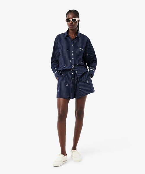 LACOSTE（ラコステ）の「プレイヤージャカード ストライプ ポプリンショートパンツ（その他パンツ・レディース・ブルー系その他・38/36）」の7枚目の写真