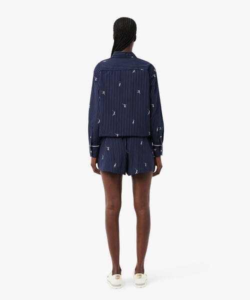 LACOSTE（ラコステ）の「プレイヤージャカード ストライプ ポプリンショートパンツ（その他パンツ・レディース・ブルー系その他・38/36）」の8枚目の写真