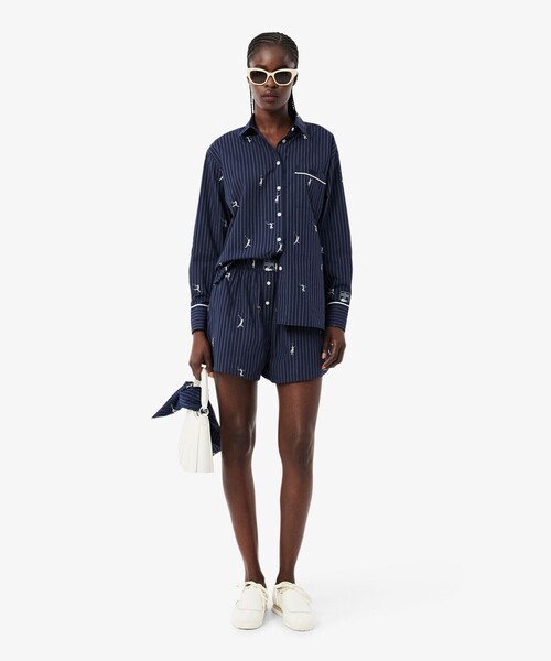 LACOSTE（ラコステ）の「プレイヤージャカード ストライプ ポプリンショートパンツ（その他パンツ・レディース・ブルー系その他・38/36）」の6枚目の写真