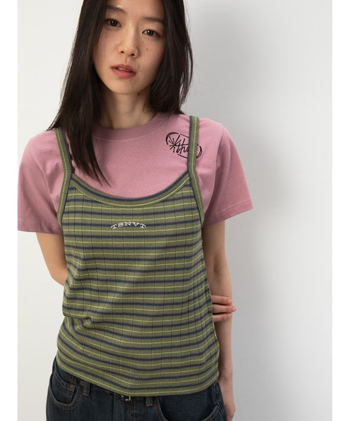thisisneverthat（ディスイズネバーザット）の「Sleeveless Striped W Top（キャミソール・メンズ・グリーン/ブルー・S/M）」の5枚目の写真
