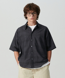 Beyond Closet（-）の「[コレクションライン] ラックスファブリックチェック半袖シャツチャコールグレー（シャツ/ブラウス）」