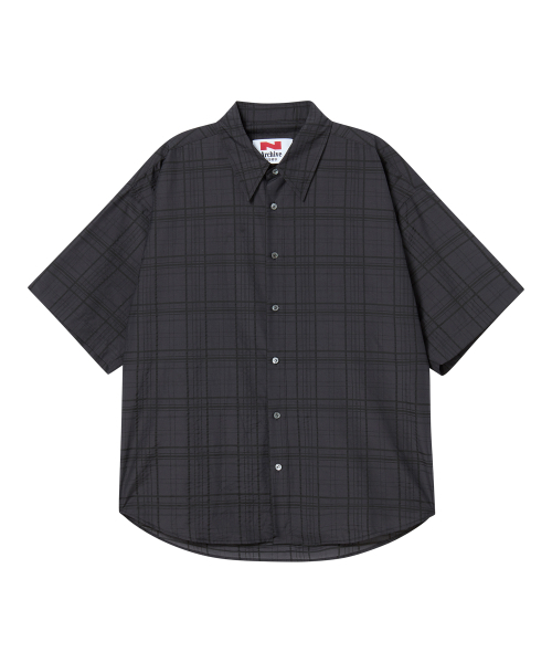 Beyond Closet（-）の「[コレクションライン] ラックスファブリックチェック半袖シャツチャコールグレー（シャツ/ブラウス・メンズ・その他・MEDIUM/LARGE）」の2枚目の写真