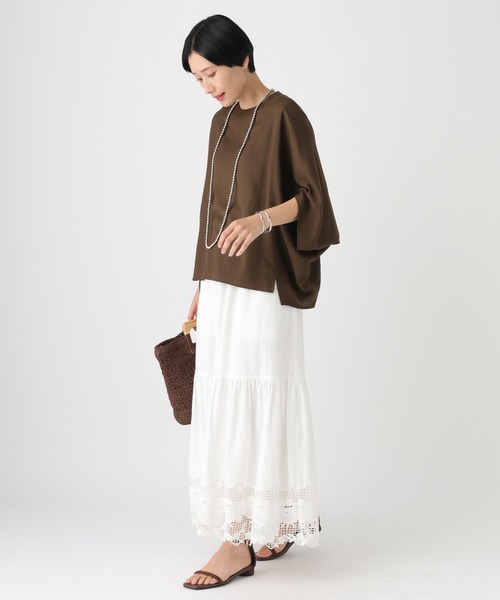 Elura(エルーラ)の「≪UVカット・セットアップ対応≫シャリサラプルオーバー/661827(シャツ/ブラウス・レディース・ダークブラウン/ライトピンク/ネイビー/ベージュ・FREE)」の5枚目の写真