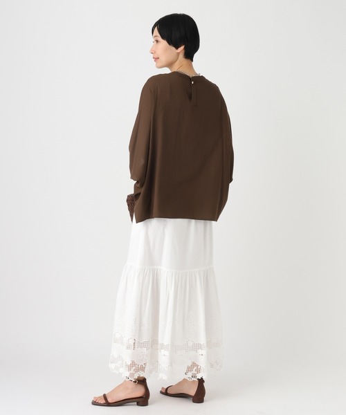Elura(エルーラ)の「≪UVカット・セットアップ対応≫シャリサラプルオーバー/661827(シャツ/ブラウス・レディース・ダークブラウン/ライトピンク/ネイビー/ベージュ・FREE)」の7枚目の写真
