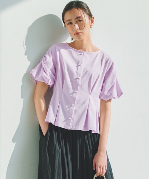 組曲(クミキョク)の「【美人LABコラボ】ビューティーファンクションジャージー パールコルセットトップス(Tシャツ/カットソー・レディース・ネイビー系/ピンク系/アイボリー系・2/1/3)」の6枚目の写真