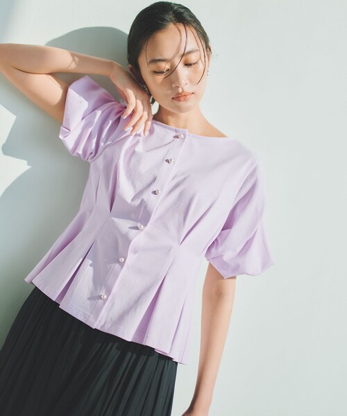 組曲(クミキョク)の「【美人LABコラボ】ビューティーファンクションジャージー パールコルセットトップス(Tシャツ/カットソー・レディース・ネイビー系/ピンク系/アイボリー系・2/1/3)」の7枚目の写真