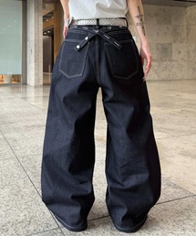 バックボタンベルトデニム