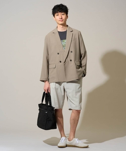 a.v.v（アーヴェヴェ）の「【イージーケア/洗濯機で洗える/毛玉になりにくい/ストレッチ】メッシュストレッチダブルブレストジャケット（テーラードジャケット・メンズ・チャコールグレー/モカ・48/46）」の9枚目の写真